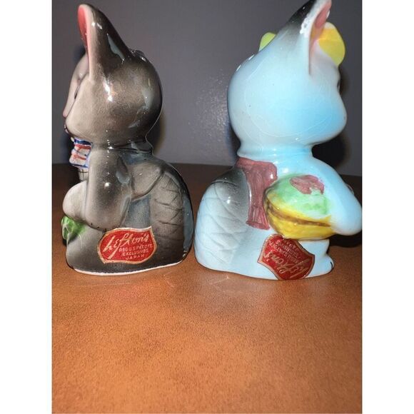 LEFTON Salt Pepper Shaker Set Jeweled Cats-Vintage Japan MCM Ceramic Matching - Picture 7 of 9
